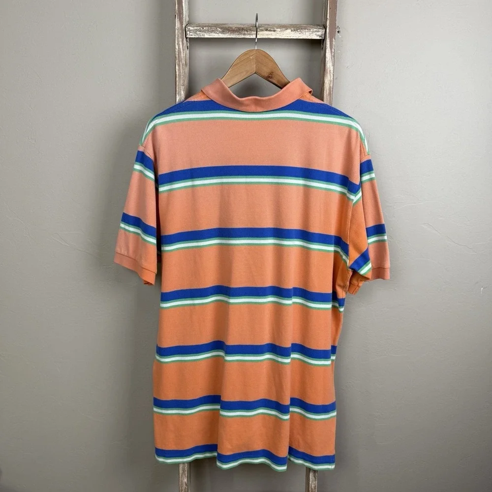 Vintage Polo Ralph Lauren Sun Faded Orange Stripe Collar Shirt XL